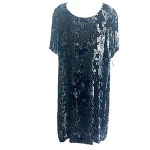 Vintage Velvet Burnout Floral Sheath Dress Womens 16 Gray Lined Whimsigoth Fairy